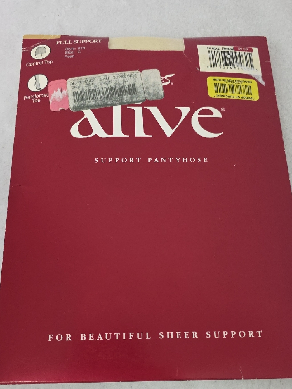 Hanes Alive #810 Support Pantyhose Pearl Size C